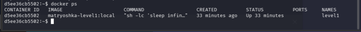 docker ps showing current container